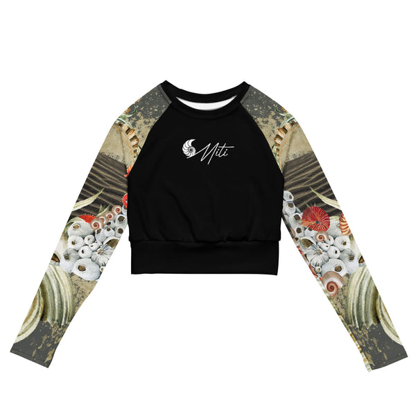 avant à plat - Lycra MITI Crop Top Femme Caraco Recyclé UV50 Marron Sable Coquillage - Couleurs Lagon