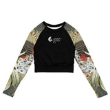 avant à plat - Lycra MITI Crop Top Femme Caraco Recyclé UV50 Marron Sable Coquillage - Couleurs Lagon