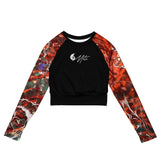 avant a plat - Lycra MITI Crop Top Femme Caraco Recyclé UV50 Gorgone Rouge - Couleurs Lagon