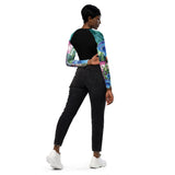 dos jean noir - Crop Top Lycra Femme Manche Longue Recyclé SPF50 Bleu Marine Meduse - Couleurs Lagon