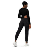 dos et jean noir - Crop Top Lycra Femme Manche Longue Recyclé SPF50 Noir - Couleurs Lagon