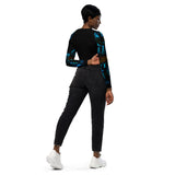 dos et jean noir - Crop Top Lycra Femme Manche Longue Recyclé SPF50 Benitier Bleu 2 - Couleurs Lagon