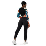 dos en jean noir - Crop Top Lycra Femme Manche Longue Recyclé SPF50 Florale Frangipanier - Couleurs Lagon