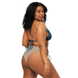coté droit grande taille - Haut de bikini éco-responsable rembourré UPF50+ banane Bénitier bleu 3 - Couleurs Lagon