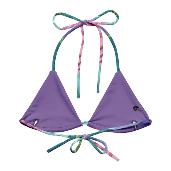 a plat intérieur doublure coloré - Haut de bikini éco-responsable rembourré UPF50+ Meduse Lavande - Couleurs Lagon