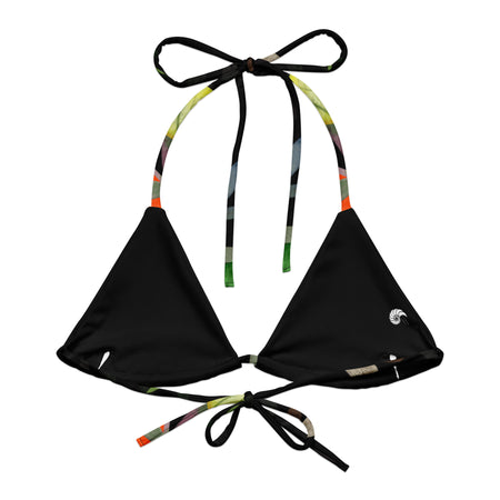 intérieur doublé couleur - Haut de bikini éco-responsable rembourré UPF50+ Noir Floral Hibiscus - Couleurs Lagon