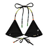 intérieur doublé couleur - Haut de bikini éco-responsable rembourré UPF50+ Noir Floral Hibiscus - Couleurs Lagon