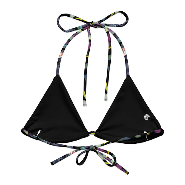 interieur doublé couleur - Haut de bikini éco-responsable rembourré UPF50+ Noir Floral Libellule - Couleurs Lagon