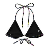 interieur doublé couleur - Haut de bikini éco-responsable rembourré UPF50+ Noir Floral Libellule - Couleurs Lagon