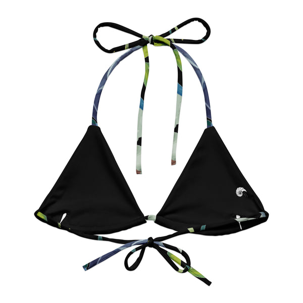 interieur doublure couleur - Haut de bikini éco-responsable rembourré UPF50+ Noir Floral - Couleurs Lagon