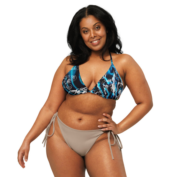 avant - Haut de bikini éco-responsable rembourré UPF50+ banane Bénitier bleu 3 - Couleurs Lagon