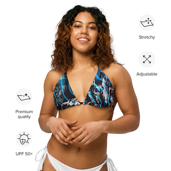 caracteristiques - Haut de bikini éco-responsable rembourré UPF50+ banane Bénitier bleu 3 - Couleurs Lagon