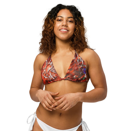 avant - Haut de bikini éco-responsable rembourré UPF50+ Gorgone Rouge Dragon Fish - Couleurs Lagon