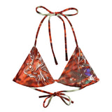 a plat avant - Haut de bikini éco-responsable rembourré UPF50+ Gorgone Rouge Dragon Fish - Couleurs Lagon