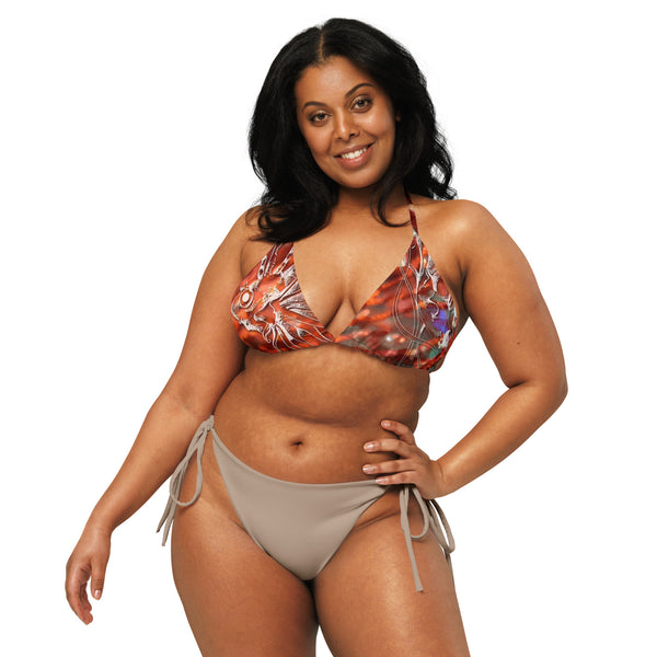 avant grande taille - Haut de bikini éco-responsable rembourré UPF50+ Gorgone Rouge Dragon Fish - Couleurs Lagon