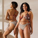 dos et avant - Haut de bikini éco-responsable rembourré UPF50+ Gorgone Rouge Nautile - Couleurs Lagon