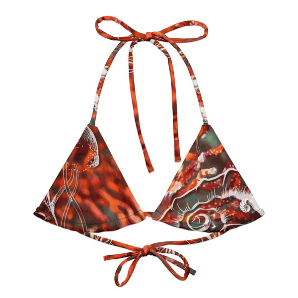 a plat avant - Haut de bikini éco-responsable rembourré UPF50+ Gorgone Rouge Nautile - Couleurs Lagon