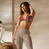 avant et leggings taille haute - Haut de bikini éco-responsable rembourré UPF50+ Gorgone Rouge Nautile - Couleurs Lagon