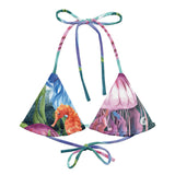 avant à plat - Haut de bikini éco-responsable rembourré UPF50+ Meduse Lavande - Couleurs Lagon