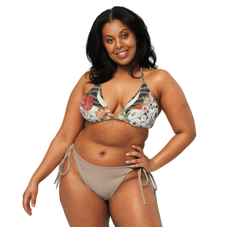 avant grande taille - Haut de bikini éco-responsable rembourré UPF50+ Sable Coquillage Marron - Couleurs Lagon