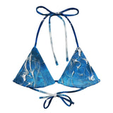 avant à plat - Haut de bikini éco-responsable rembourré UPF50+ Bleu Marine Meduse - Couleurs Lagon