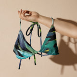 avant - Haut de bikini éco-responsable rembourré UPF50+ Noir Floral - Couleurs Lagon
