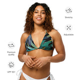 caracteristiques - Haut de bikini éco-responsable rembourré UPF50+ Noir Floral - Couleurs Lagon