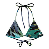 avant à plat - Haut de bikini éco-responsable rembourré UPF50+ Noir Floral - Couleurs Lagon