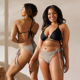 dos et avant - Haut de bikini éco-responsable rembourré UPF50+ Noir - Couleurs Lagon