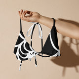 avant sur bras - Haut de bikini éco-responsable rembourré UPF50+ Noir Nautile - Couleurs Lagon