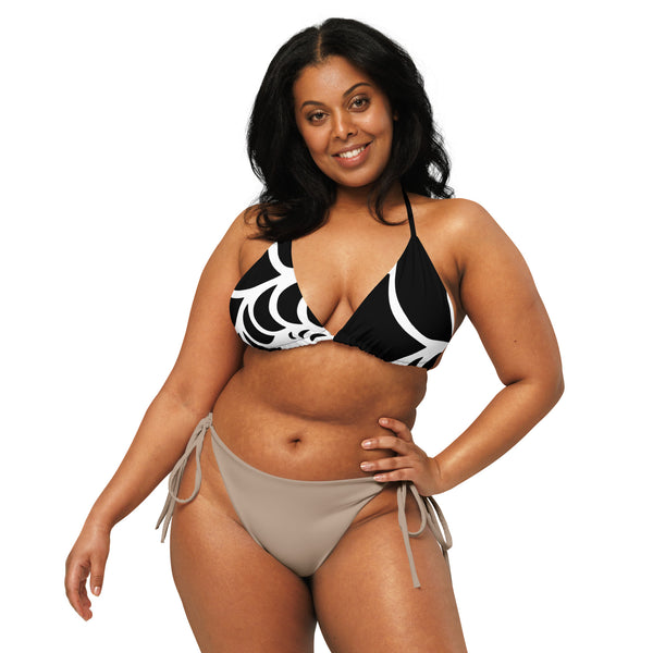 avant grande taille - Haut de bikini éco-responsable rembourré UPF50+ Noir Nautile - Couleurs Lagon