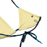 interieur détail coutures - Haut de bikini éco-responsable rembourré UPF50+ banane Bénitier bleu 3 - Couleurs Lagon