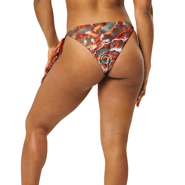 dos - Bas de Bikini String Doublé Rouge Recyclé UPF50+ Gorgone Nautilus - Couleurs Lagon