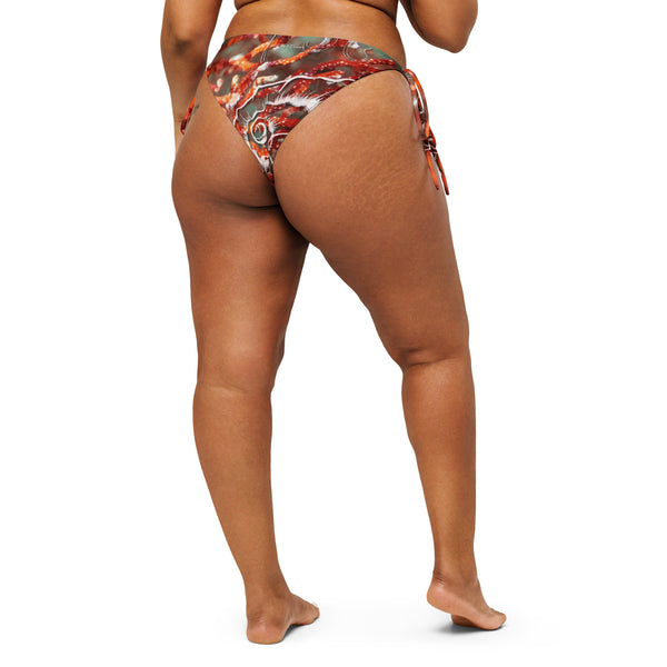 dos grande taille - Bas de Bikini String Doublé Rouge Recyclé UPF50+ Gorgone Nautilus - Couleurs Lagon