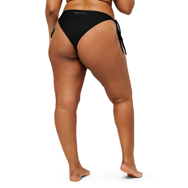 dos grande taille - Bas de Bikini String Doublé Recyclé UPF50+ Noir - Couleurs Lagon