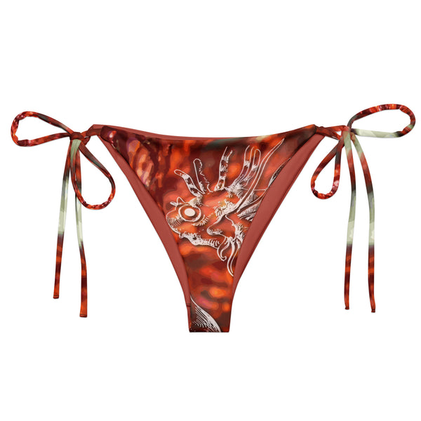 avant à plat doublure rouge - Bas de Bikini String Doublé Rouge Recyclé UPF50+ Gorgone Dragon Fish - Couleurs Lagon