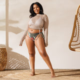 avant grande taille & crop top crochet - Bas de Bikini String Doublé Or Recyclé UPF50+ Sable Coquillage - Couleurs Lagon