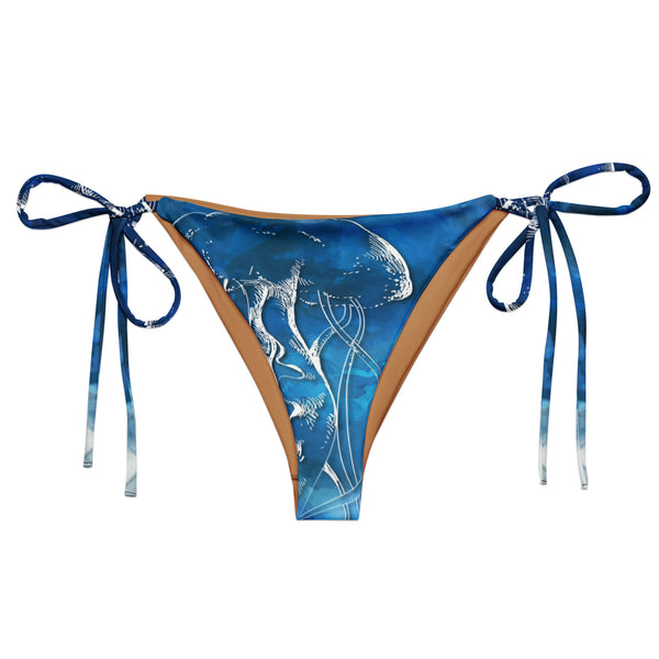 avant à plat doublure café - Bas de Bikini String Doublé Café Recyclé UPF50+ Bleu Meduse - Couleurs Lagon