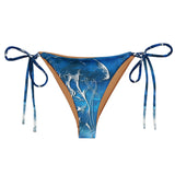 avant à plat doublure café - Bas de Bikini String Doublé Café Recyclé UPF50+ Bleu Meduse - Couleurs Lagon