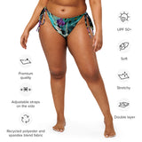 caracteristiques - Bas de Bikini String Doublé Noir Recyclé UPF50+ Floral Libellule - Couleurs Lagon