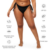 avant grande taille - Bas de Bikini String Doublé Recyclé UPF50+ Noir - Couleurs Lagon