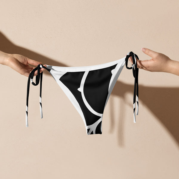 avant - Bas de Bikini String Doublé Noir Recyclé UPF50+ Nautile - Couleurs Lagon