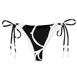 avant à plat - Bas de Bikini String Doublé Noir Recyclé UPF50+ Nautile - Couleurs Lagon