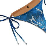 gros plan avant doublure café - Bas de Bikini String Doublé Café Recyclé UPF50+ Bleu Meduse - Couleurs Lagon