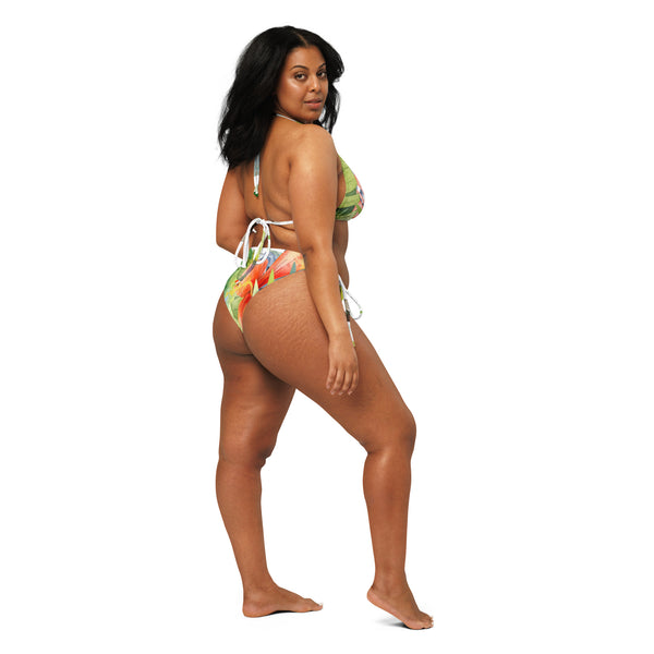 Couleurs Lagon - Sexy Bikini Push-Up String Entièrement Doublé Recyclé UPF50+ FLORAL HIBISCUS CITRUS