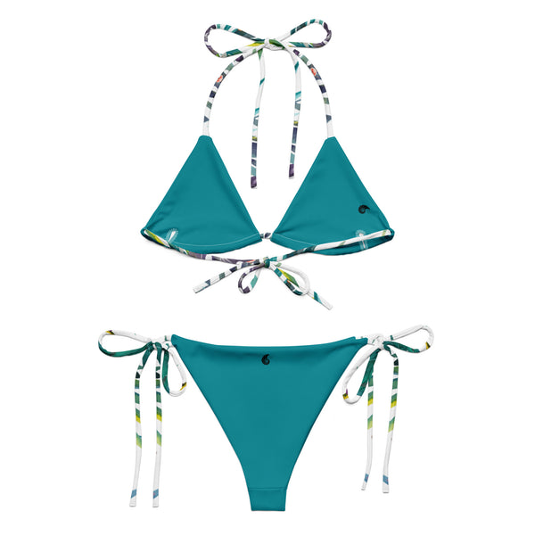 Couleurs Lagon - Sexy Bikini Push-Up String Entièrement Doublé Recyclé UPF50+ FLORAL BLEU D'ORIENT