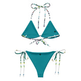 Couleurs Lagon - Sexy Bikini Push-Up String Entièrement Doublé Recyclé UPF50+ FLORAL BLEU D'ORIENT