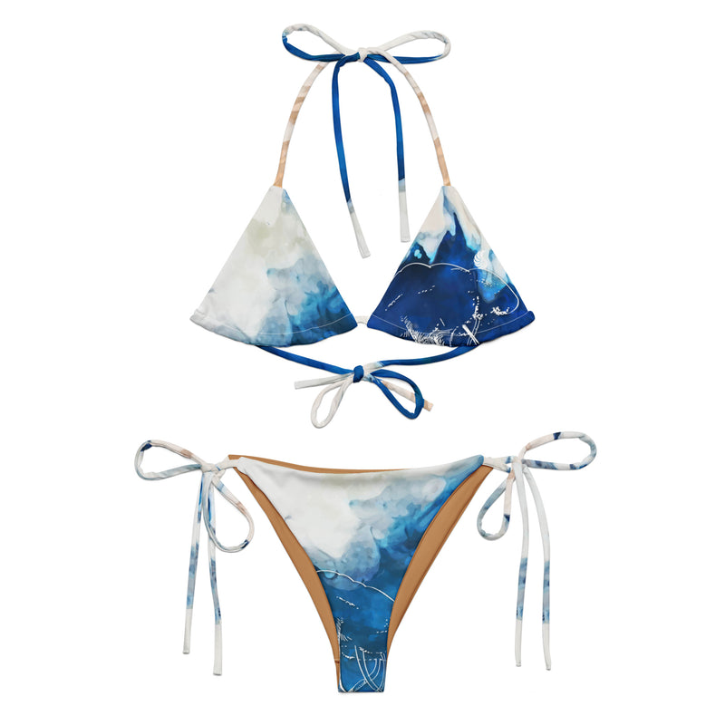 Couleurs Lagon - Sexy Bikini Push-Up String Entièrement Doublé Recyclé UPF50+ TIEDYE BLEU OCEAN NUDE