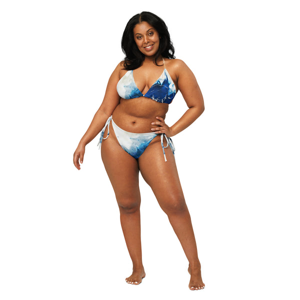 Couleurs Lagon - Sexy Bikini Push-Up String Entièrement Doublé Recyclé UPF50+ TIEDYE BLEU OCEAN NUDE