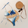 Couleurs Lagon - Sexy Bikini Push-Up String Entièrement Doublé Recyclé UPF50+ TIEDYE BLEU OCEAN NUDE